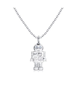 Robot Shape Silver Necklace SPE-4884